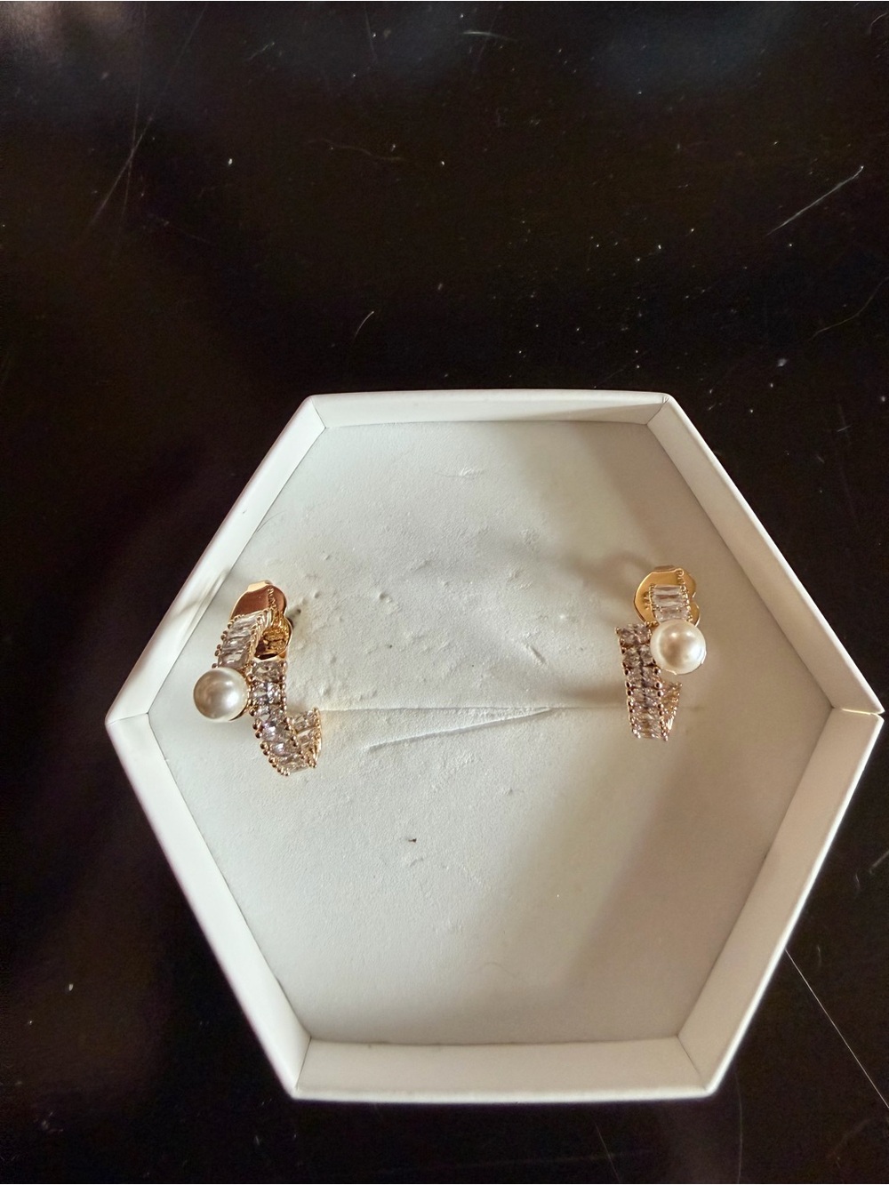 June 25: Gold Pearl & Crystal Hoop Earrings